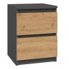 Topeshop M2 ANTRACYT/ARTISAN nightstand/bedside table 2 drawer(s) Anthracite, Oak, Wood