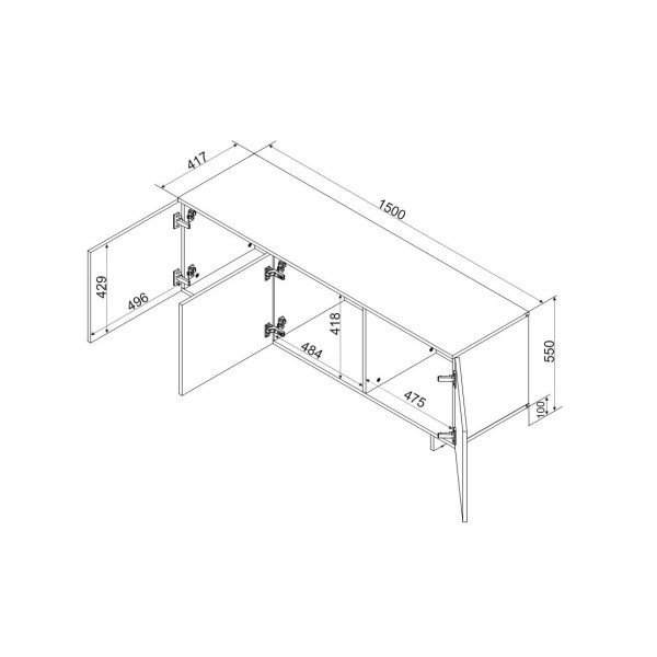 Cama 3D RTV cabinet ALMA 150x41.5xH55 ...