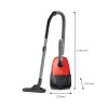Vacuum Cleaner|PHILIPS|Input power 800 W|Dust capacity 3 L|Cylinder vacuum|Cleaning type Dry|Dust container Dust bag|Colour Black/Red|XD1111/10