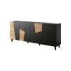 ETNA chest of drawers 200x42x82 black matt + oak craft