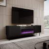 RTV cabinet with electric fireplace ONDA 180x40x39-58 black (standing or wall mounted)