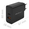 Qoltec 52380 Super Quick PD Charger | 1xUSB-C | 1xUSB | 65W | 5-20V | 1.5-3.25A | Black