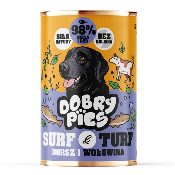 DOBRY PIES Surf&Turf Dorsz i Wołowina ...