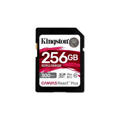 Kingston Technology 256GB Canvas React Plus SDXC UHS-II 300R/260W U3 V90 for Full HD/4K/8K