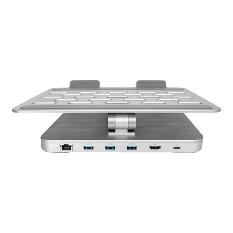 Digitus Desk Mount | Variable Notebook/Tablet Stand with 6-port USB-C Docking Station | Height adjustment | Maximum weight (capacity) 7.5 kg | Silver