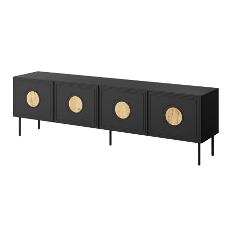 RTV cabinet PALAZZO 200x42x60 black + oak craft