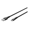 Goobay USB-C to USB-A Supersoft Textile Cable with Metal Plugs, 2 m, black | Goobay