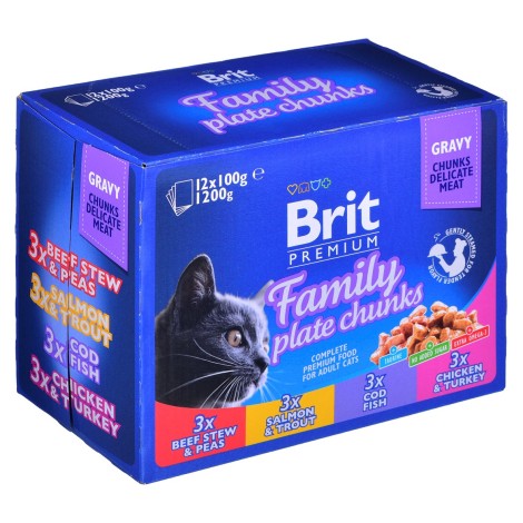 BRIT Cat Pouches Family Plate - wet cat food - 12 x 100g