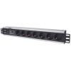 Intellinet 19" 1.5U Rackmount 7-Way Power Strip - German Type", With Surge Protection, 3m Power Cord