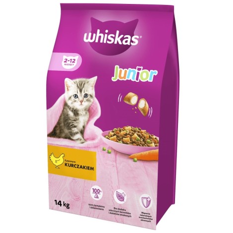 WHISKAS Junior with chicken - dry cat food - 14kg