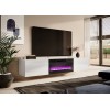 RTV cabinet SLIDE 200K with electric fireplace 200x40x37 cm all in gloss white