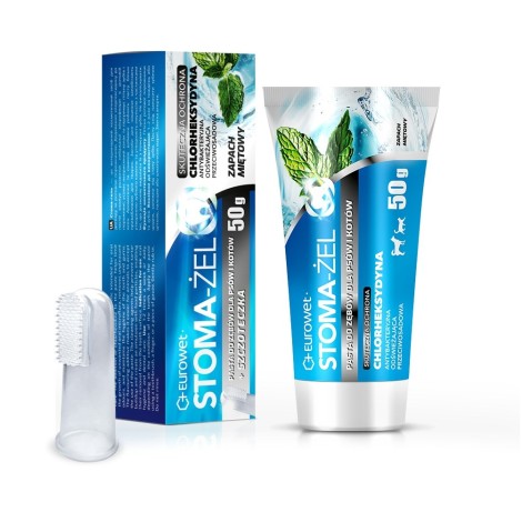 EUROWET Stoma-Żel Mint - toothpaste and toothbrush for dogs and cats - 50 mg