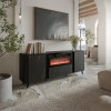 Cama Volare chest of drawers 200 x 39 x 75 cm black/san sebastian + fireplace