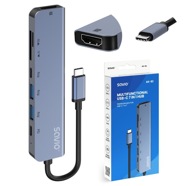 Savio AK-82 interface hub USB Type-C ...