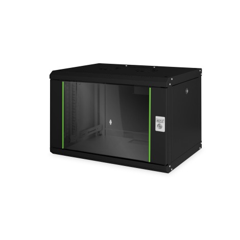 Digitus | Wall Mounting Cabinet | DN-19 07-U-SW | Black | IP protection class: IP20; Front door: Glass door, single opening; Cabinet type: Wall mounting cabinet; Equipment mounting depth min.-max.: 305-370 mm; Load capacity: 100 kg; Dimensions 420 x 600 x