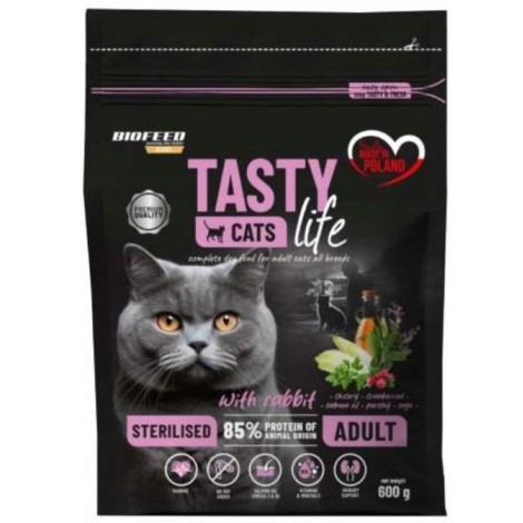 BIOFEED Tasty Cats Life Sterilised Rabbit - dry cat food - 600g