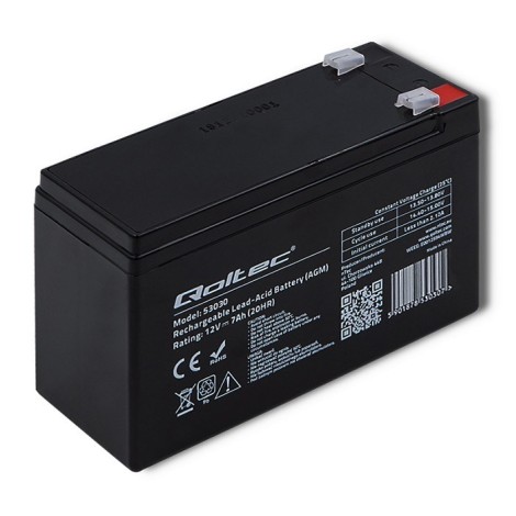 Qoltec 53030 AGM battery | 12V | 7Ah | max 105A