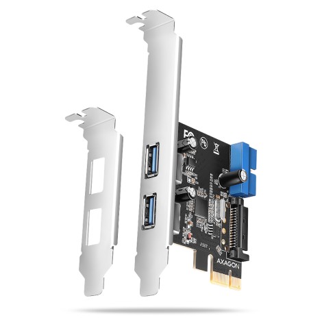 AXAGON PCI-Express card with a pair of internal and a pair of external USB 5Gbps ports | PCEU-232RS