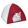 KERBL Folding Tipi Tent Red and White - Covered Bed for Cat and Dog - 40x40x35 cm