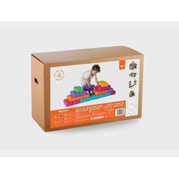 Marioinex “brick” building blocks, 33 pastel-coloured ...