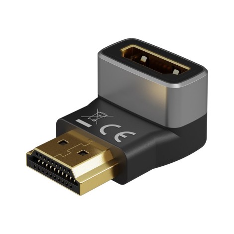 Goobay 72011 HDMI™ Angled Adapter 270° Vertical, 8K @ 60 Hz, Gold-Plated, Black, Silver