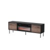 Cama CORTINA TV cabinet 180x40x60 black/walnut + black fireplace