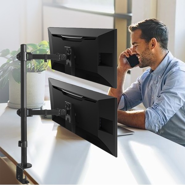 Maclean MC-967 Double Vertical Monitor Desk ...