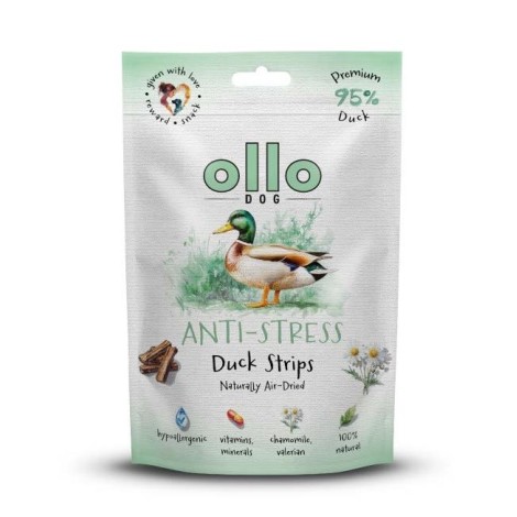 OLLO Air-Dried Anti-Stress Duck strips - dog treat - 80g