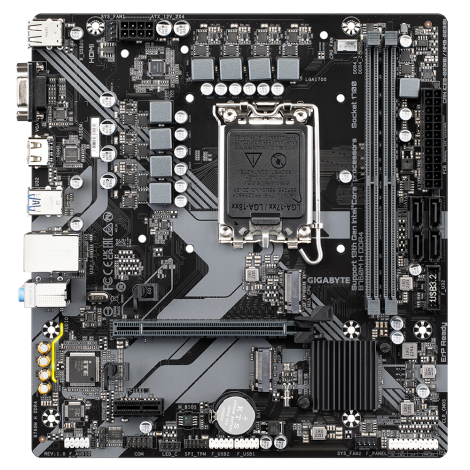 Gigabyte | B760M H DDR4 1.0 M/B | Processor family Intel | Processor socket LGA1700 | DDR4 DIMM | Memory slots 2 | Supported hard disk drive interfaces SATA, M.2 | Number of SATA connectors 4 | Chipset Intel B760 Express | Micro ATX