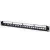 Qoltec 54516 Patch panel for 19'' rack | 24 ports | 1U | UTP | Black