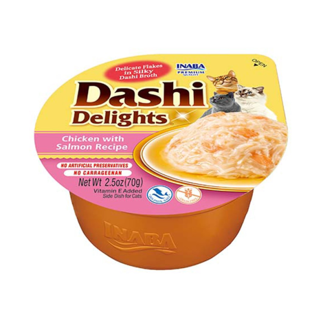 INABA Dashi Delights Chicken with salmon in broth - cat treats - 70g