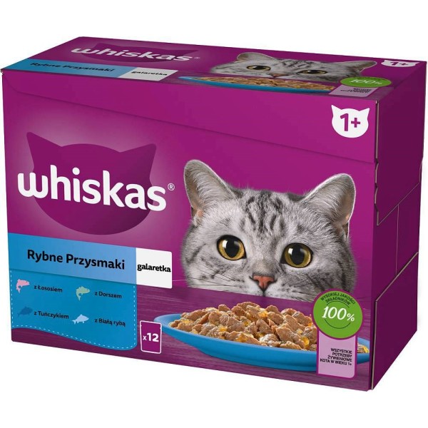 WHISKAS jelly sachets, flavours: White Fish, ...