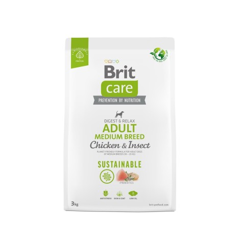 BRIT Care Dog Sustainable Adult Medium Breed Chicken & Insect - dry dog food - 3 kg