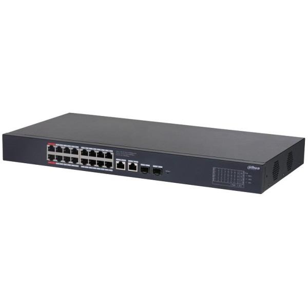 Switch|DAHUA|Desktop/pedestal|Rack|16x10Base-T / 100Base-TX / 1000Base-T|2xSFP|PoE ports ...