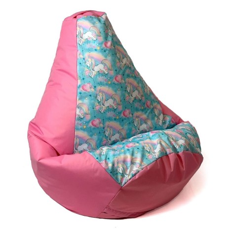 Sako bag pouffe Pear print pink-unicorn XXL 140 x 100 cm