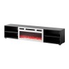 RTV cabinet POLO 180x33x39 black + fireplace white