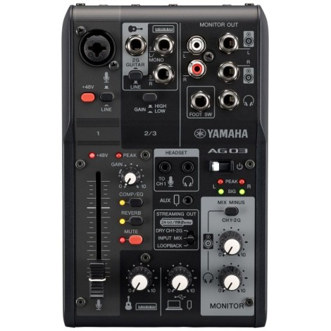 Yamaha AG03 MK2 - 3-channel live streaming mixer with USB audio interface, black