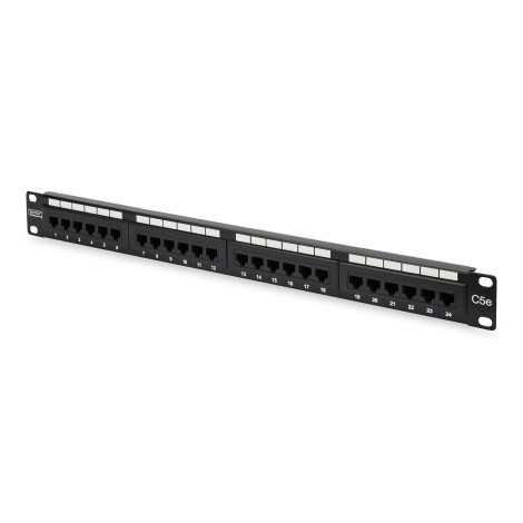 Digitus | Patch Panel | DN-91524U | Black | Category: CAT 5e; Ports: 24 x RJ45; Retention strength: 7.7 kg; Insertion force: 30N max | 48.2 x 4.4 x 10.9 cm