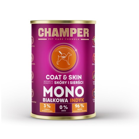 CHAMPER Coat & Skin Turkey - wet dog food - 400g