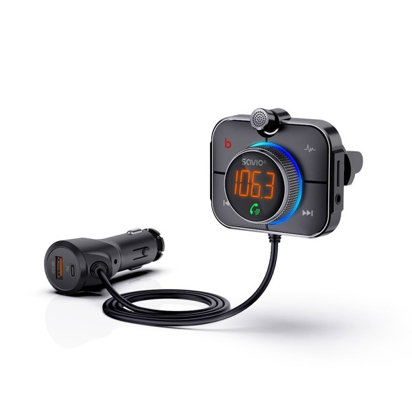 SAVIO FM transmitter, Bluetooth 5.0, QC/PD ...