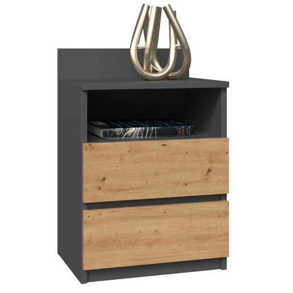 Topeshop M1 ANTRACYT/ARTISAN nightstand/bedside table 2 ...