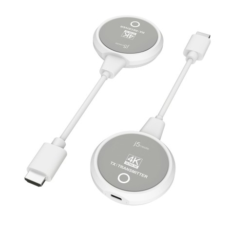 Nadajnik i odbiornik audio/video bezprzewodowy j5create ScreenCast 4K Wireless Display HDMI Extender ; kolor biały JVAW75-N