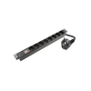 SOMI Networks | 1U, 19″, 8x Schuko PDU Power Panel | PDU08SAS | Black | With Switch; No Protection; Schuko Input; Cord 1.8m