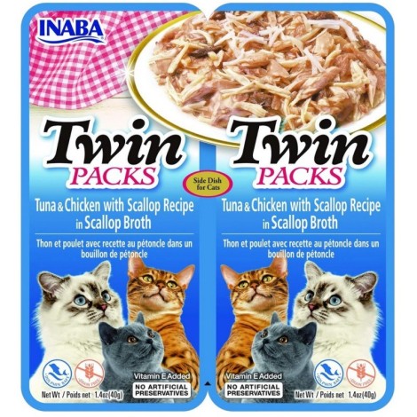 INABA CAT Twin Tuna with Chicken and Scallops in Broth – cat treat – 2x40g