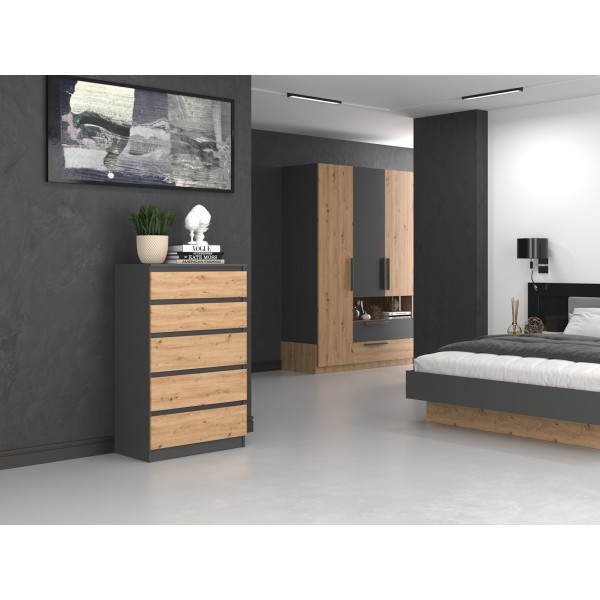 Topeshop M5 ANTRACYT/ARTISAN chest of drawers