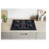 Candy Hob | CVW6BB | Gas on glass | Number of burners/cooking zones 4 | Knobs | Black