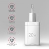 AXAGON ACU-PD20W Wall charger 20W, 1x port USB-C, PD3.0/PPS/QC4+/AFC/Apple, white