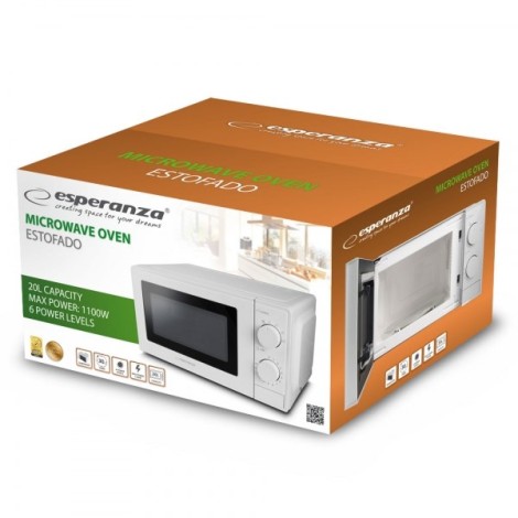 Esperanza ESTOFADO Countertop Solo microwave 20 L 700 W White