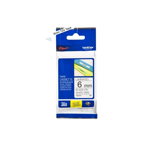 BROTHER TZE211 tape black/white 6mm 8m