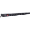 Intellinet Vertical Rackmount 12-Way Power Strip - German Type, With On/Off Switch and Overload Protection, 1.6m Power Cord